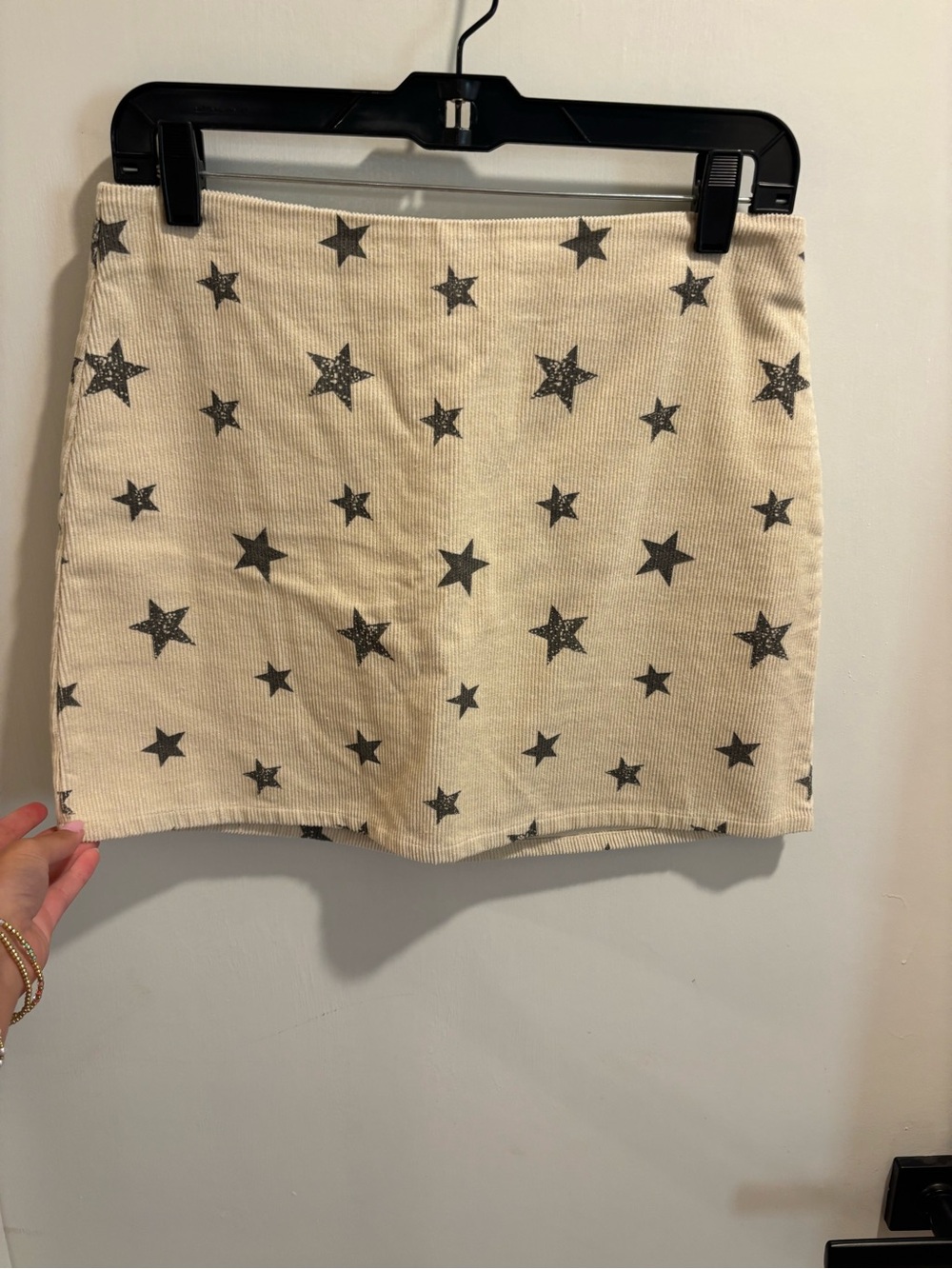 Altar'd State Cream Mini Skirt with Black Star Motif